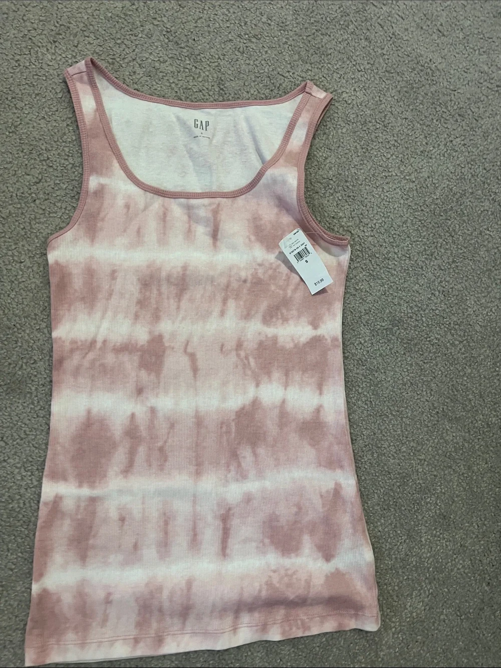 GAP Women's Pink & White Tie-Dye Rib Tank